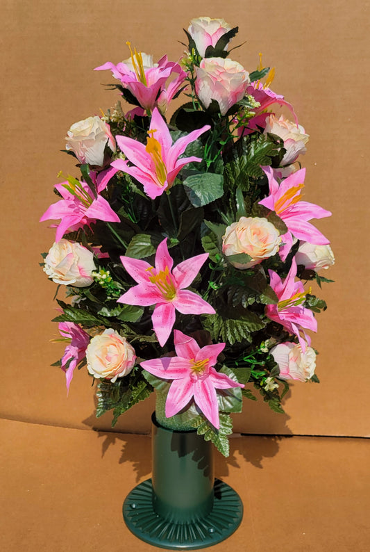 Pink lilies and Roses