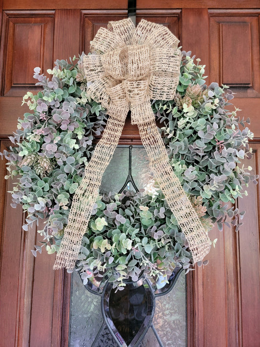 22" Eucalyptus with Hoops Rattan Wreath