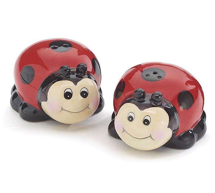 Ladybug ceramic salt and pepper set